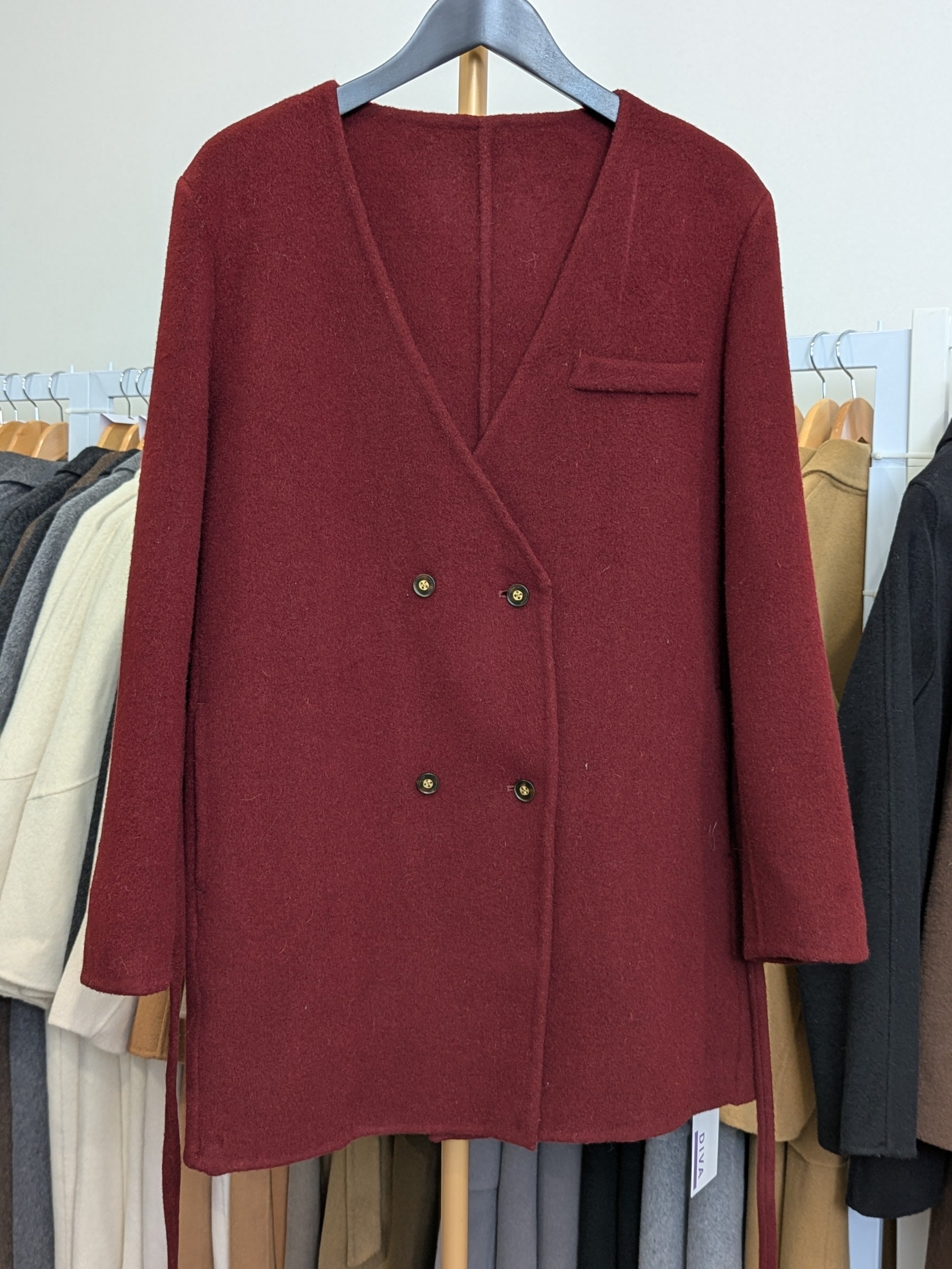 253 70% Wool Coat Burgundy S 10-12