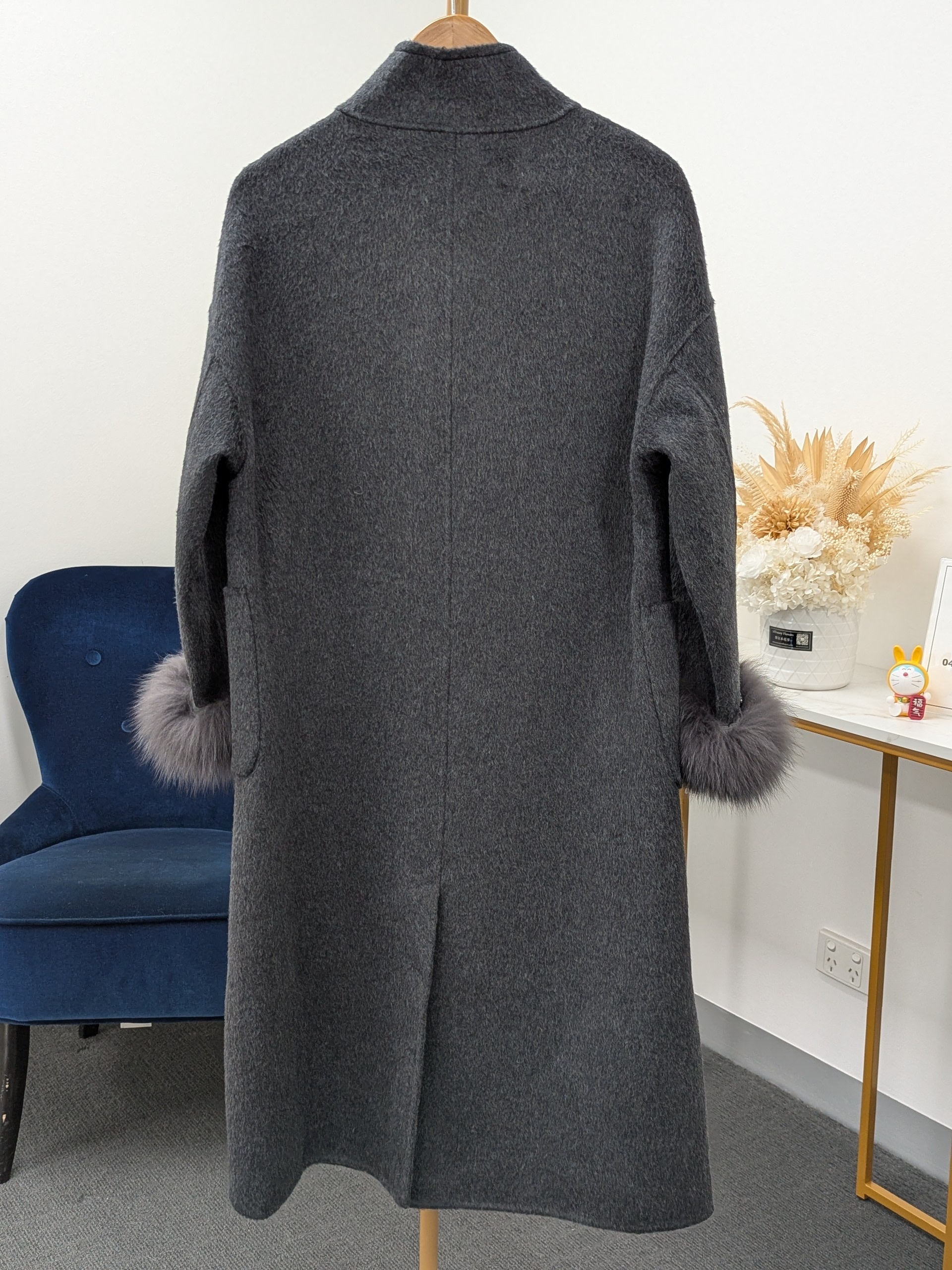 Fur trims 100% Wool Coat Women Warehouse Try-On Welcome 244