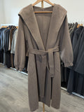 166 100% Wool Coat Grey Brown S 6-8