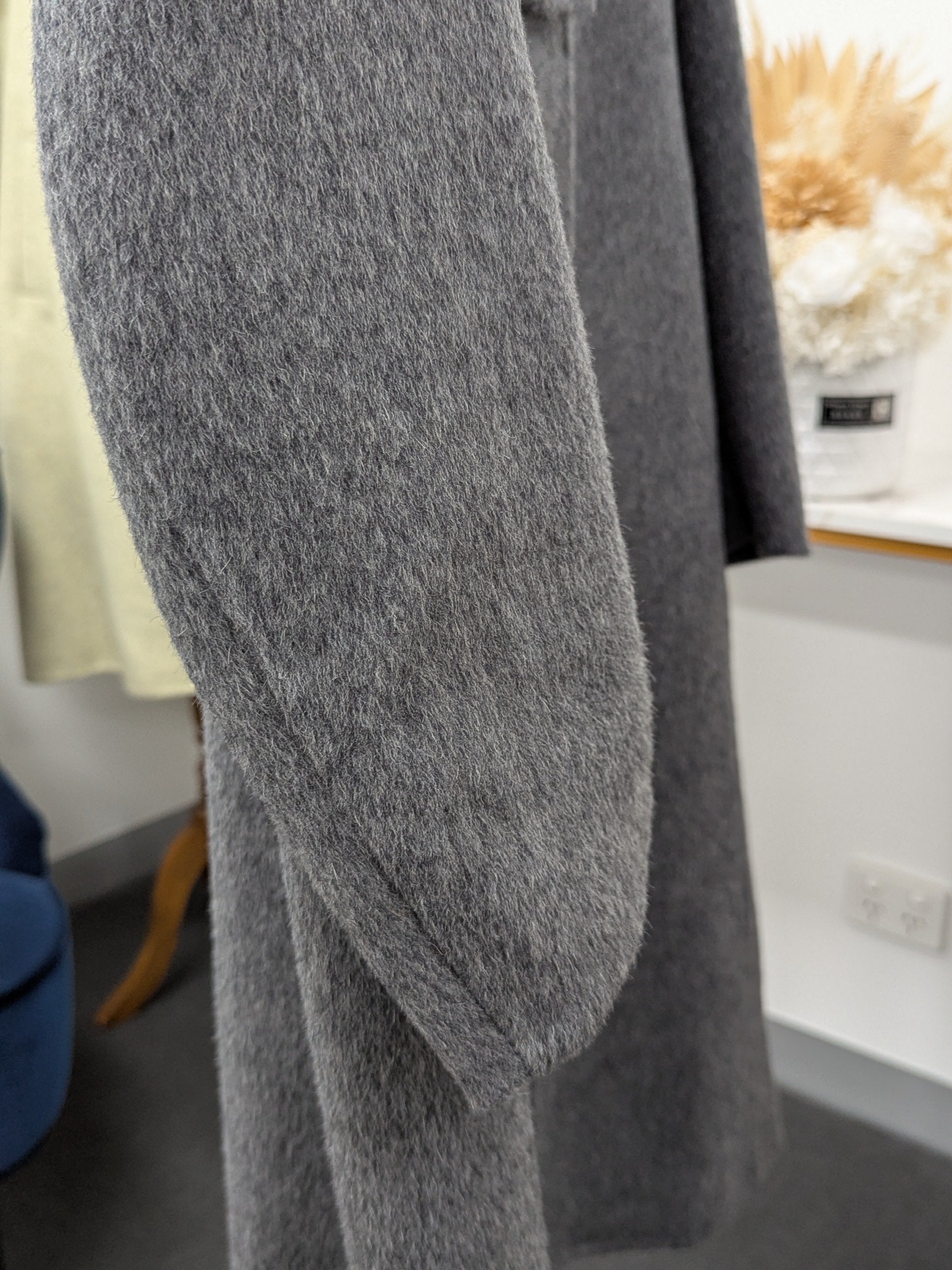 Premium Rabbit fur Yak Wool Coat Women Color Brown Grey Oat