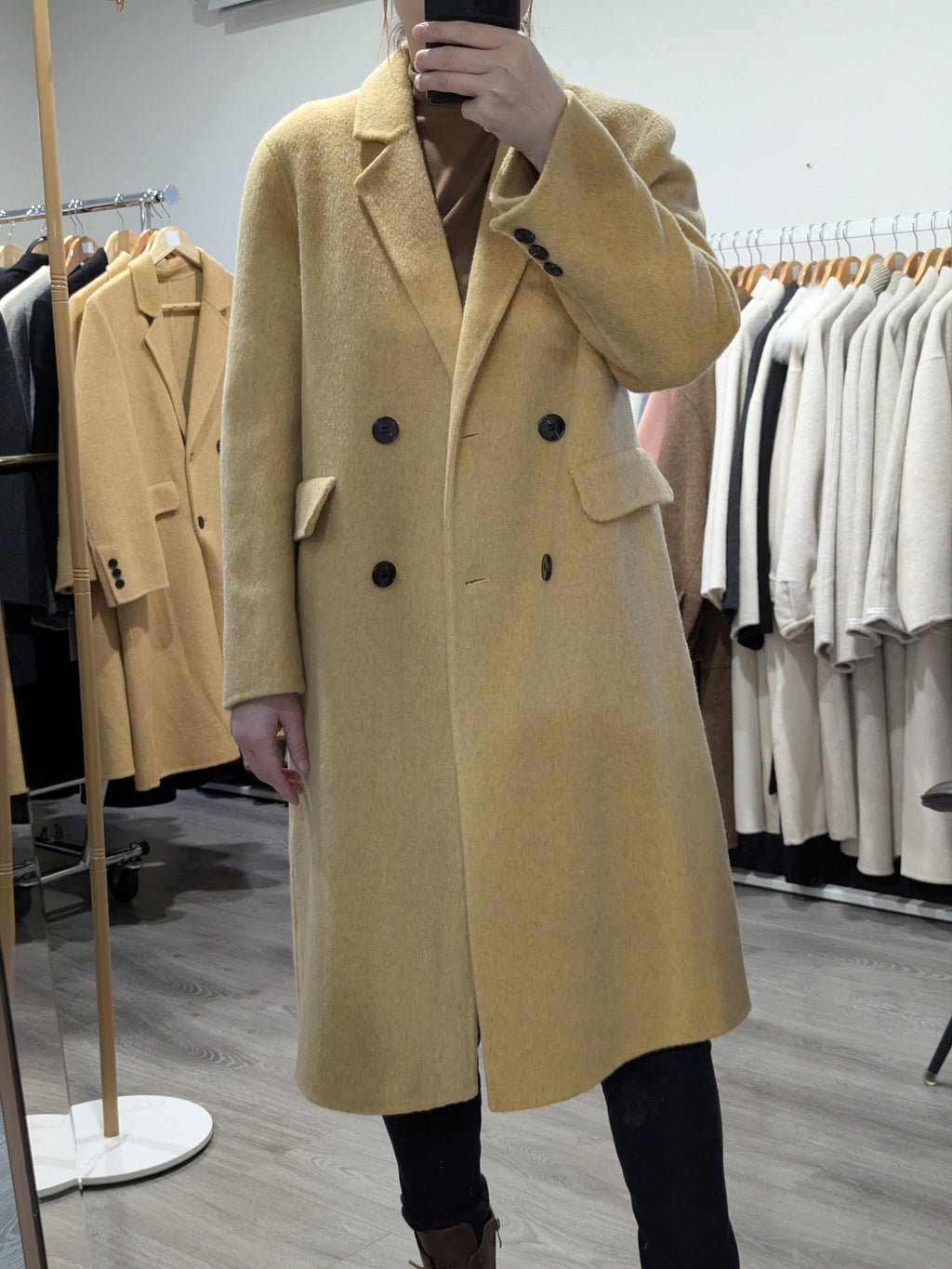 144 100% Wool Coat Mustard Yellow S 6-10