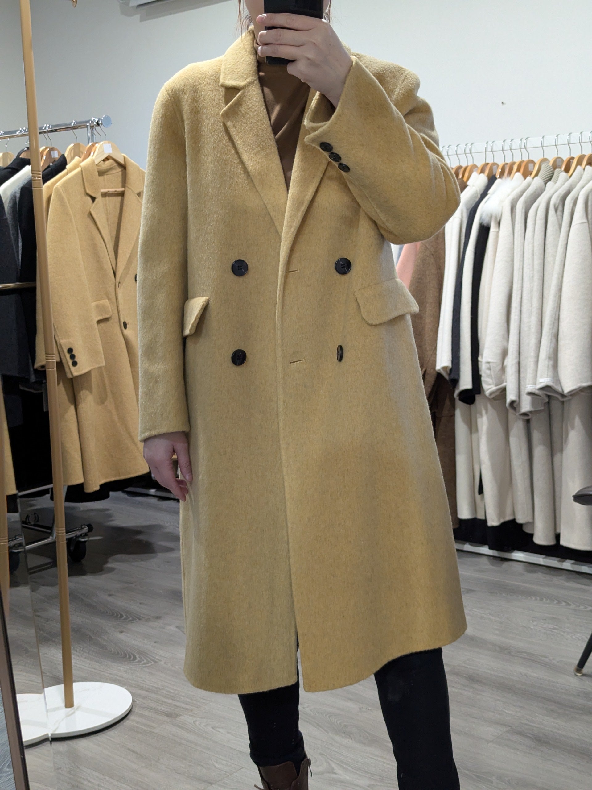 144 100% Wool Coat Mustard Yellow S 6-10