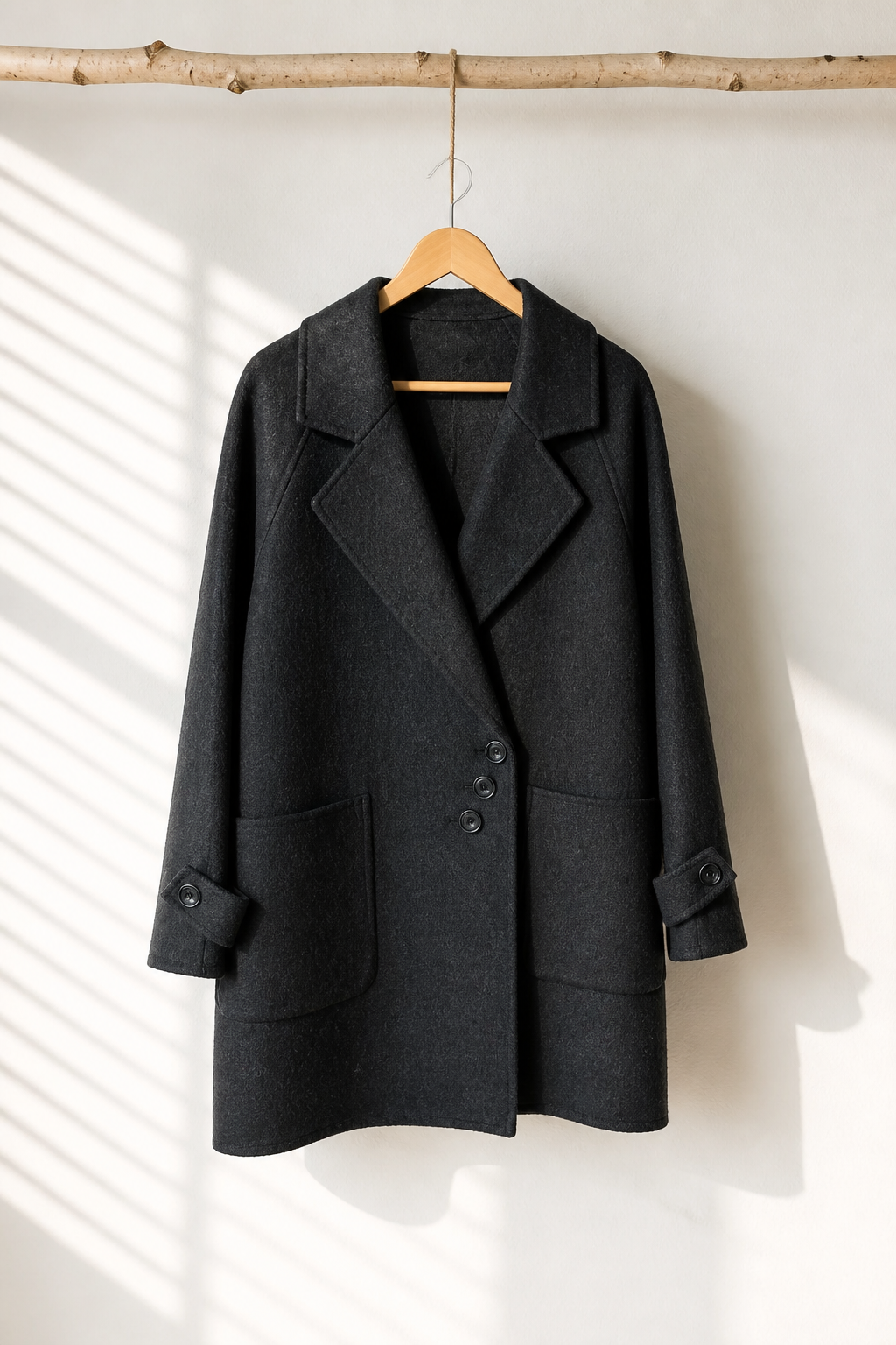 017 100% Wool Coat Black S 6-8 M 10-12