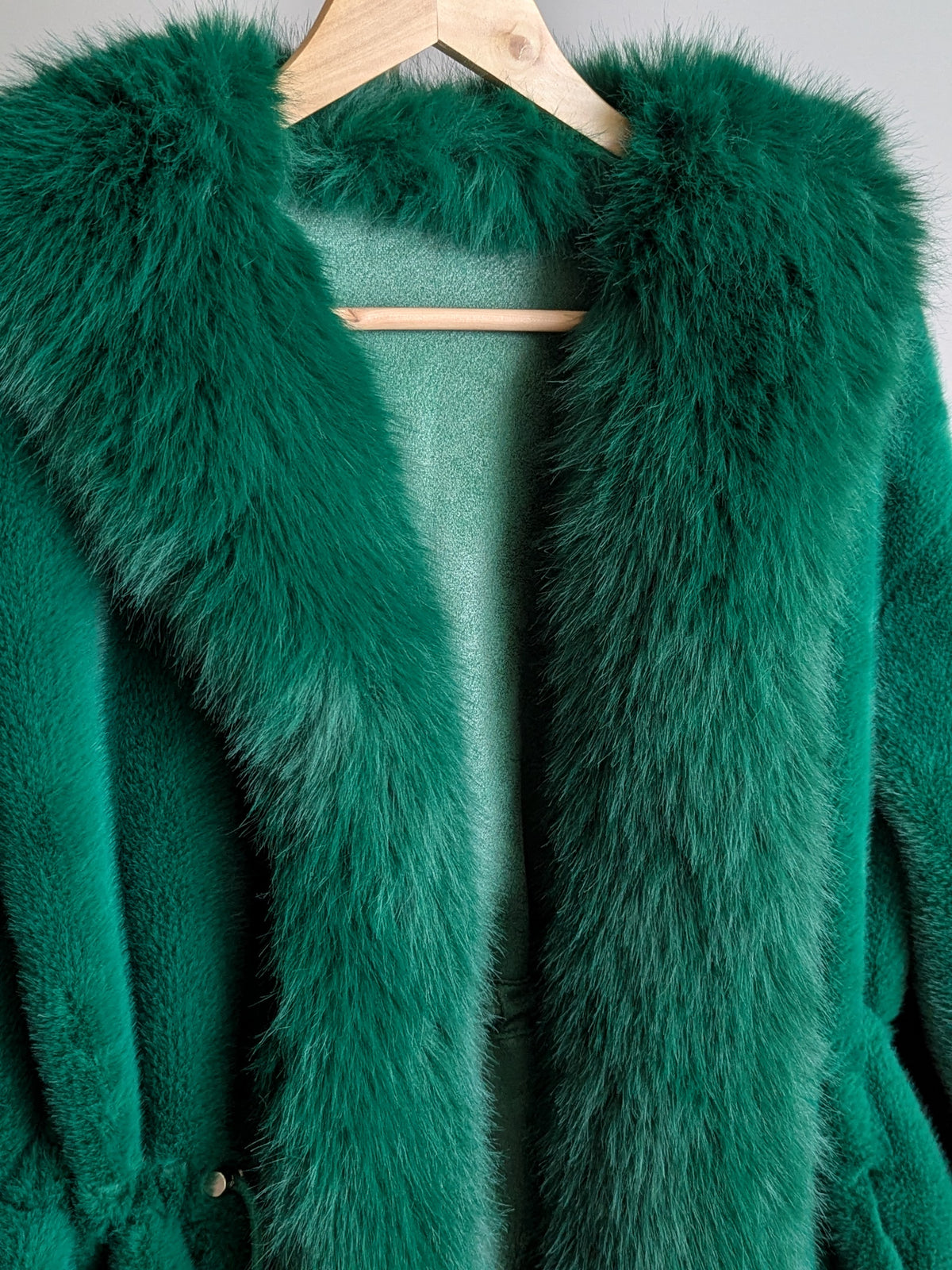 102 Faux Fur Coat Green M 10-12