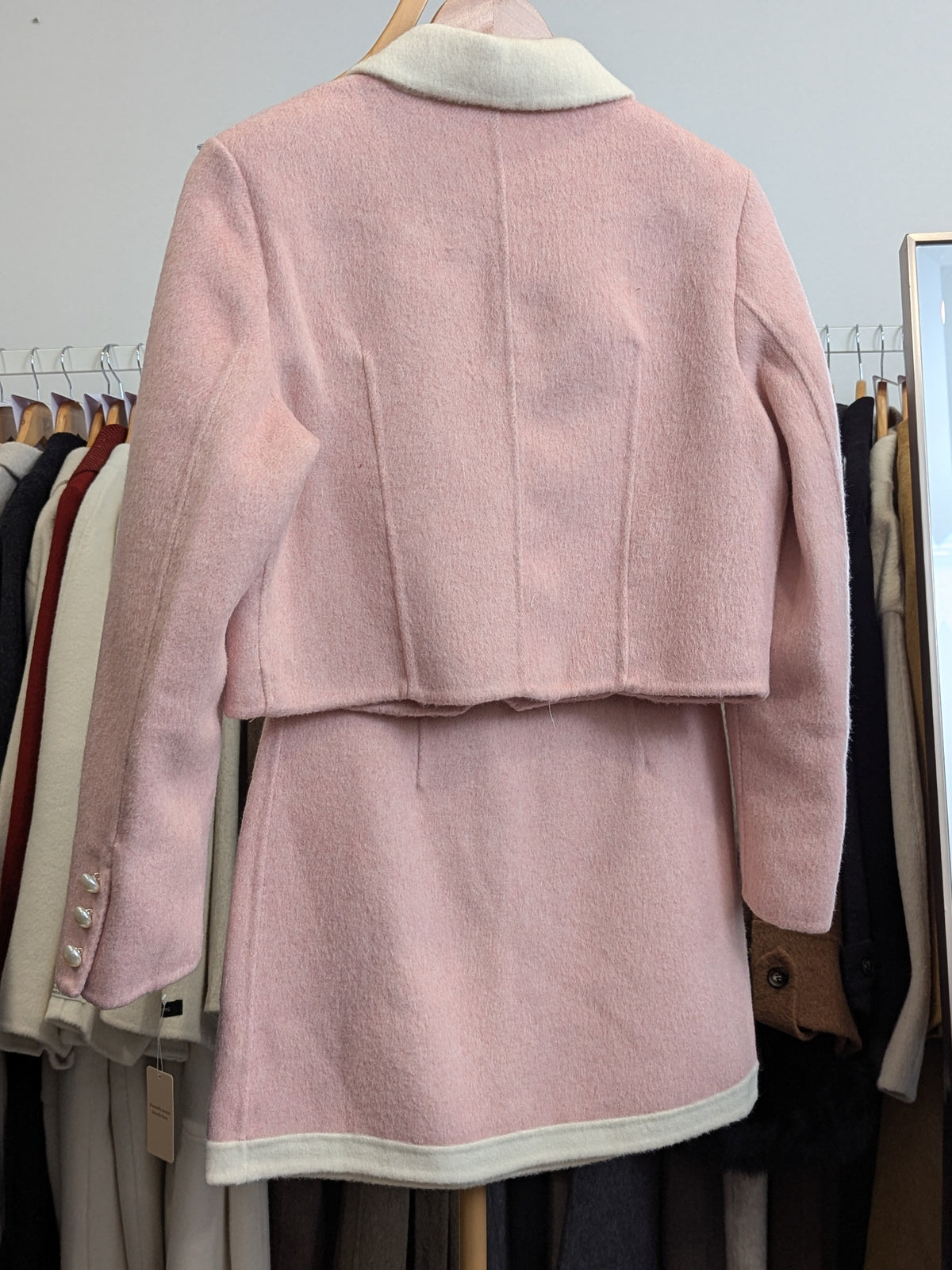 227 70% Wool Coat Set Pink S 6-8 M 8-10
