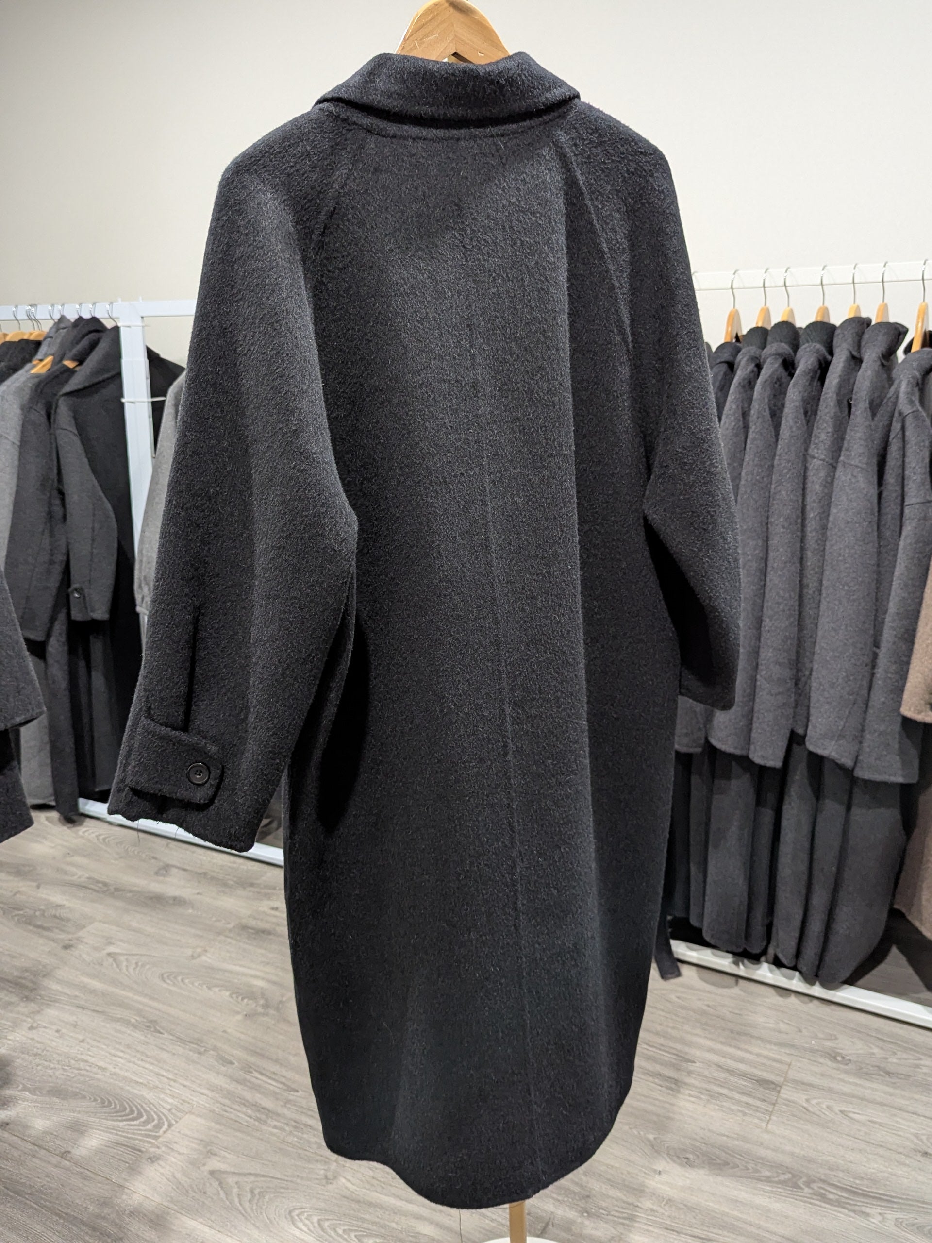 148 70% Wool Coat Charcoal S 10-14