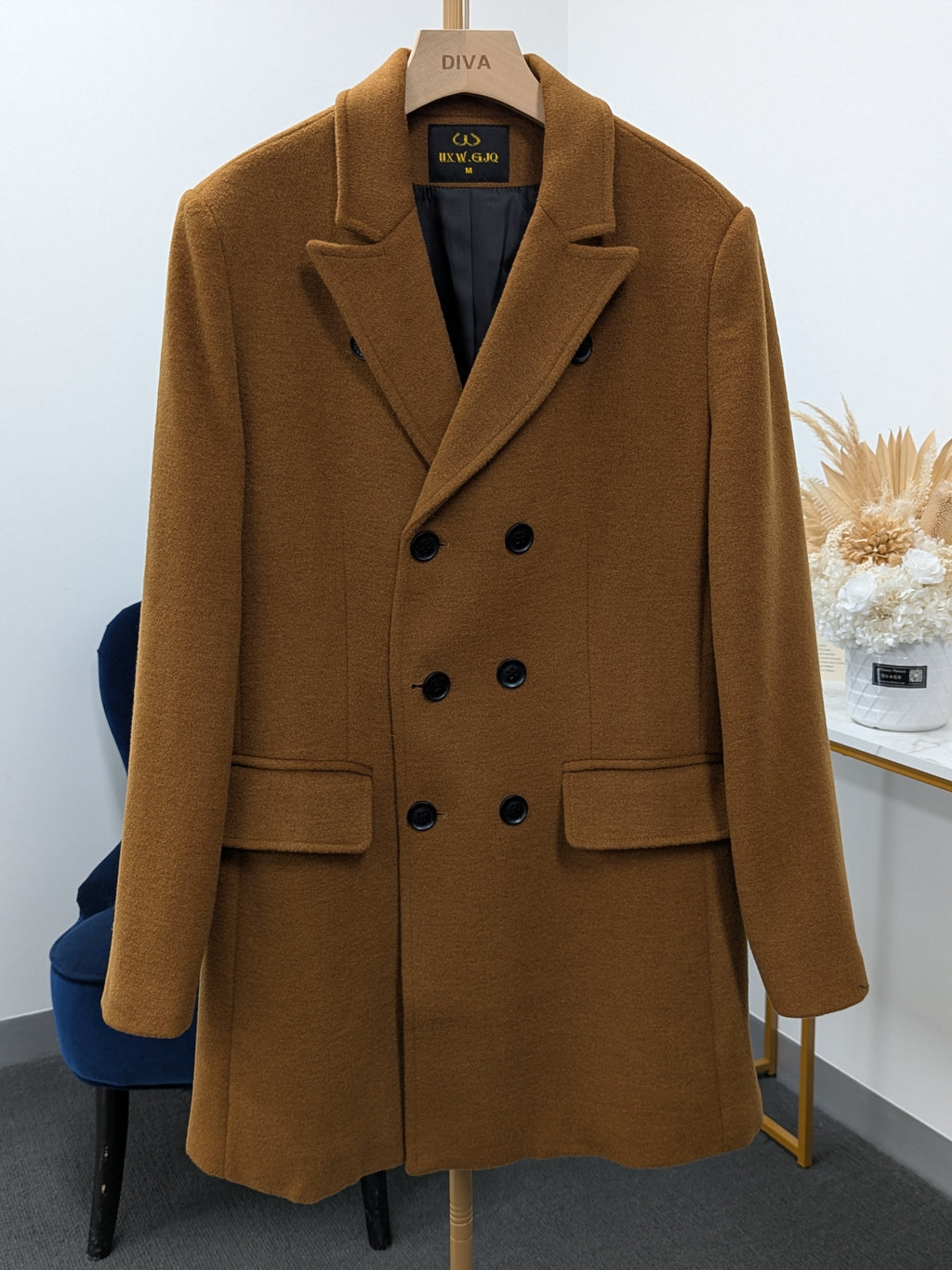 018 Men's 51% Wool Coats Black Grey Tan