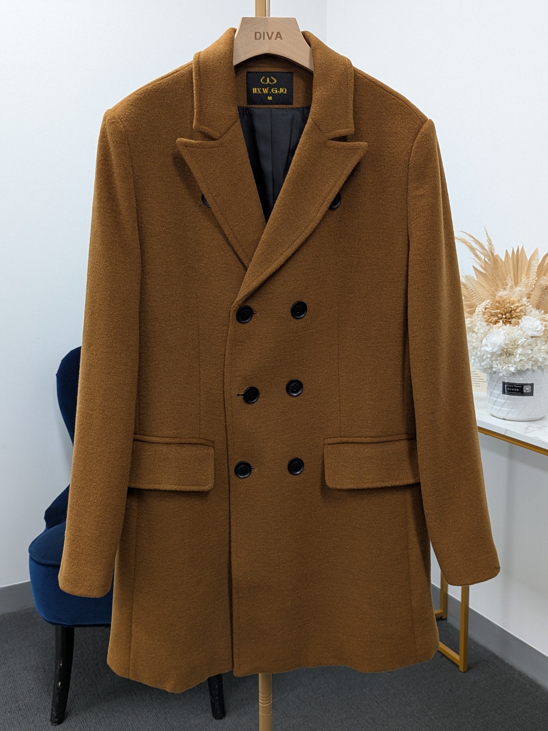 018 Men's 51% Wool Coats Black Grey Tan