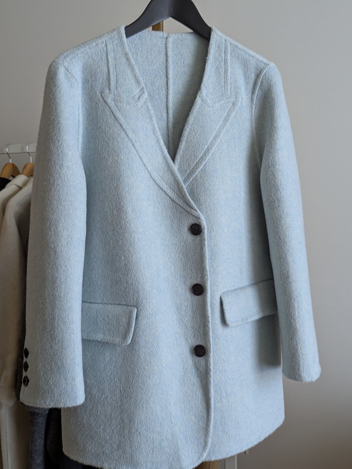 074 100% Wool Coat Blue M 10-12