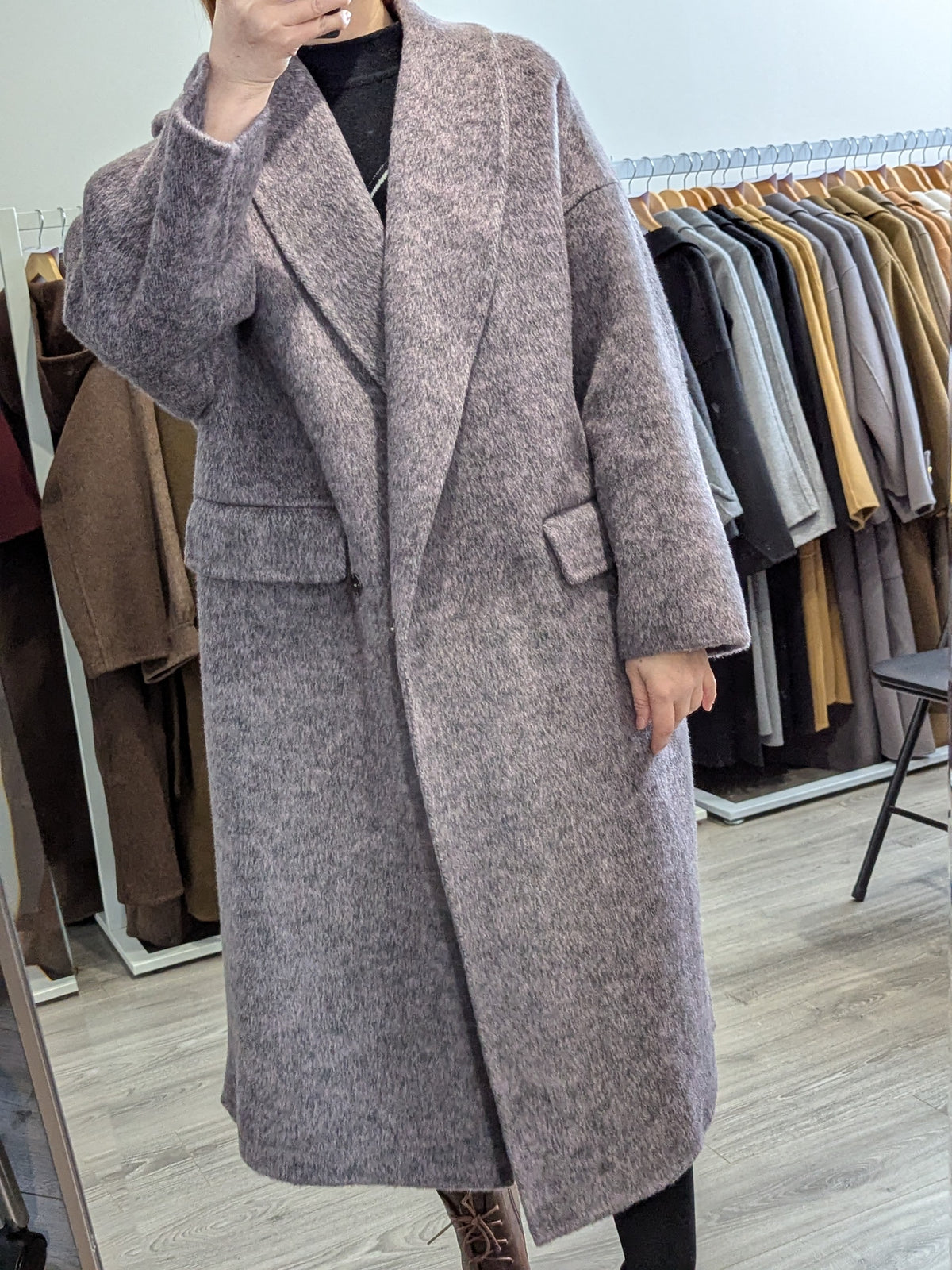 249 70% Wool Coat M 12-16 Purple grey