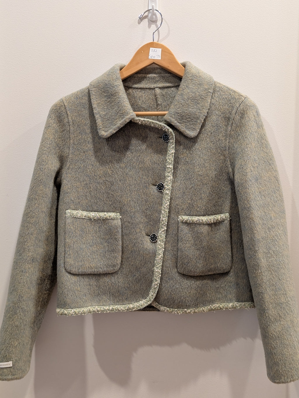 063 70% Wool Coat Olive S 4-6