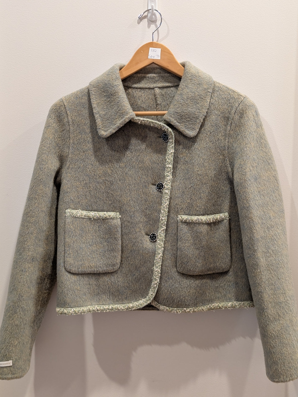 063 70% Wool Coat Olive S 4-6