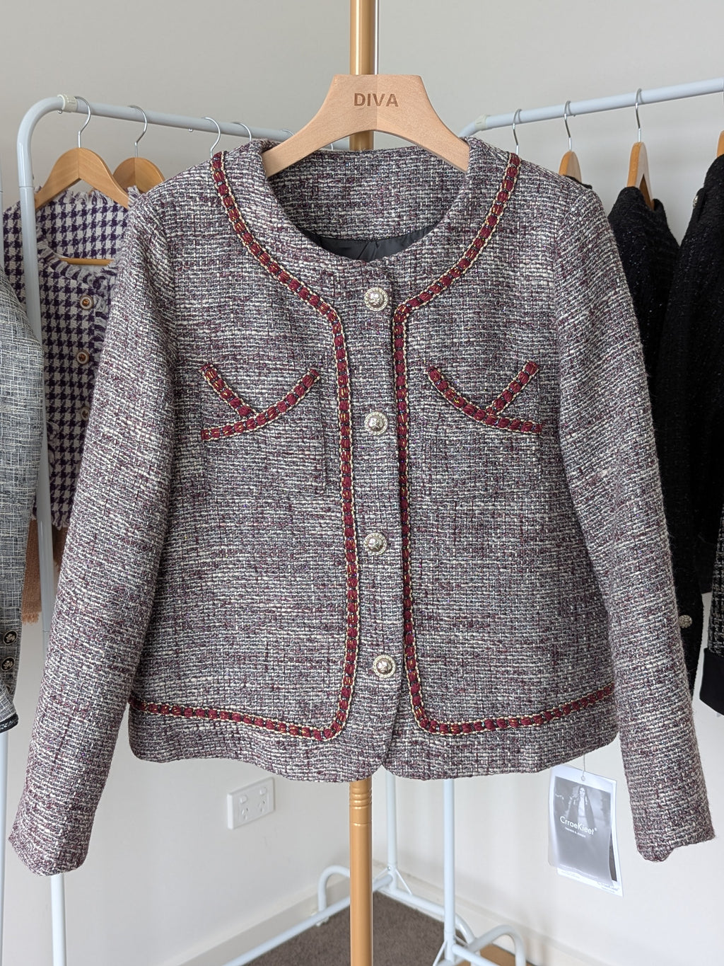 Goose Down Tweed Jacket 135 Size 6-8