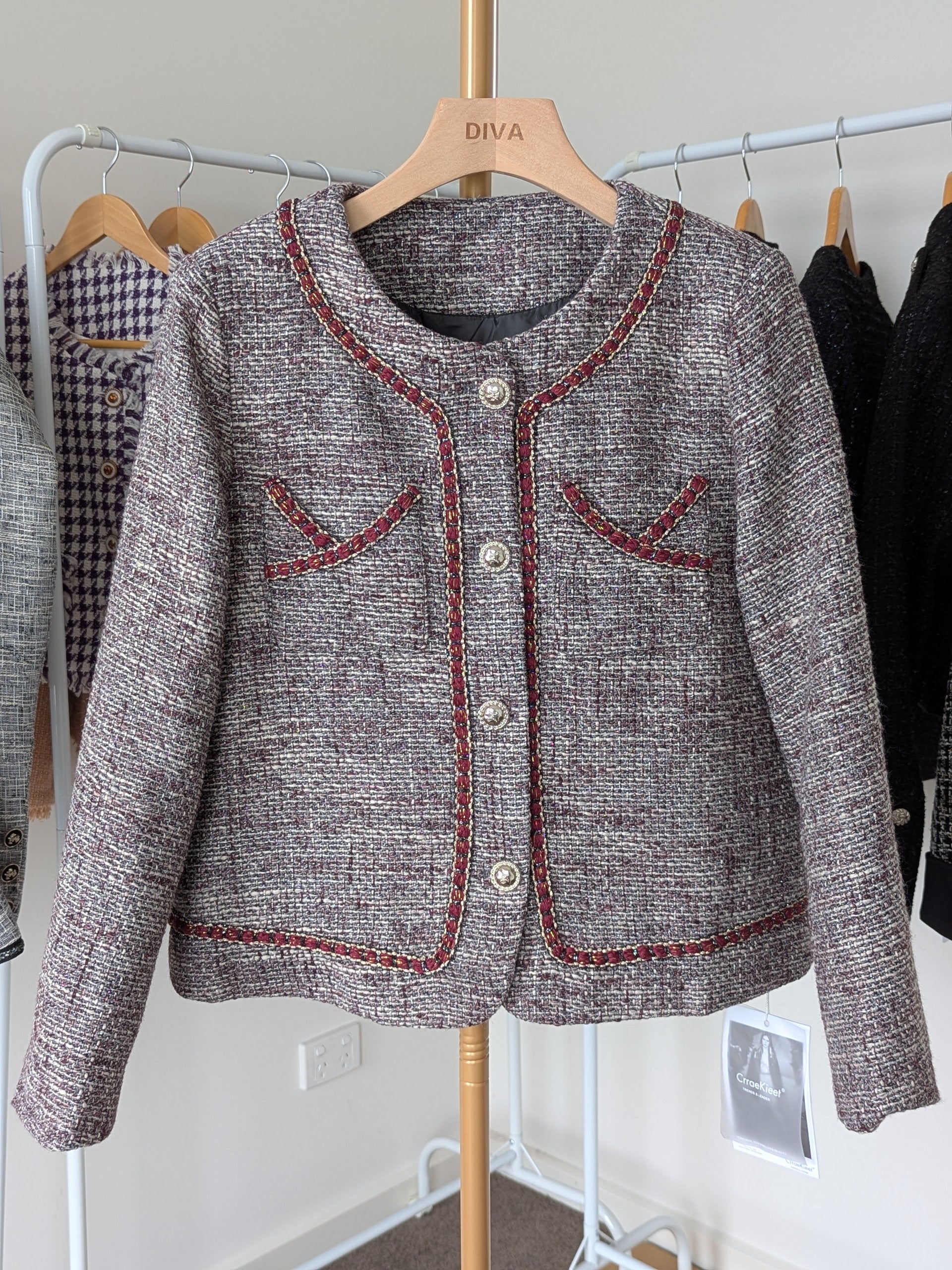 Goose Down Tweed Jacket 135 Size 6-8