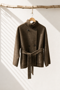 001 Cashmere blend Wool Coat Brown & Charcoal S 6-12