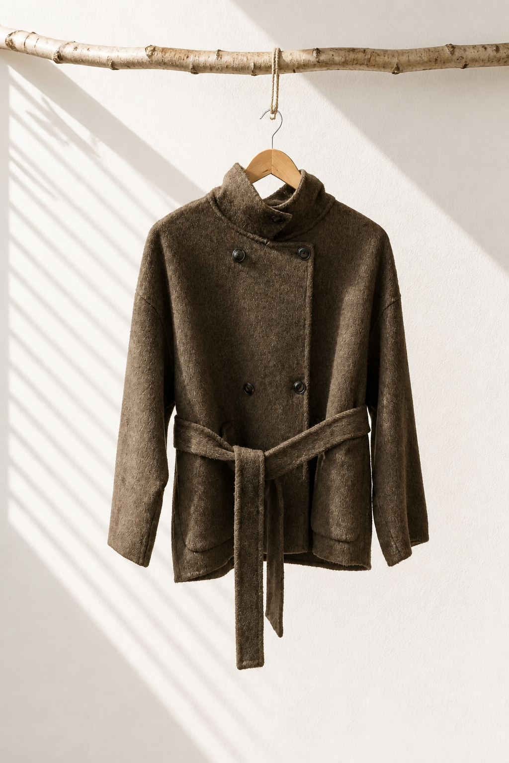 001 Cashmere blend Wool Coat Brown & Charcoal S 6-12