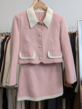 227 70% Wool Coat Set Pink S 6-8 M 8-10