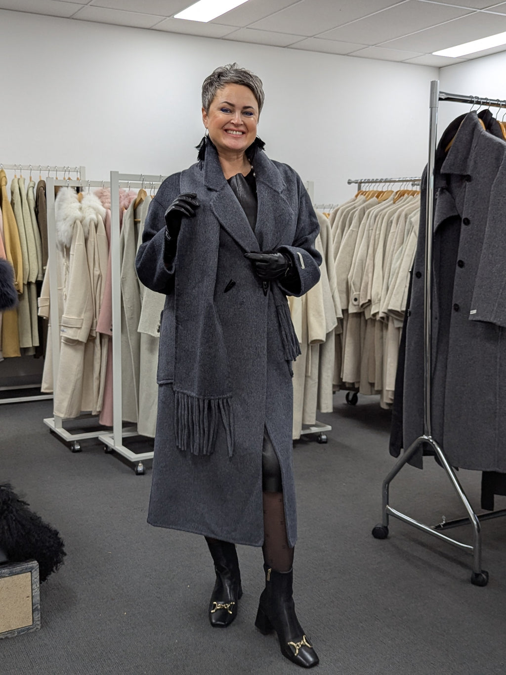 Pure Wool Coat 190 Size S8-12 With Scarf