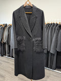 154 100% Wool Coat Charcoal S 8-12 Fur trims