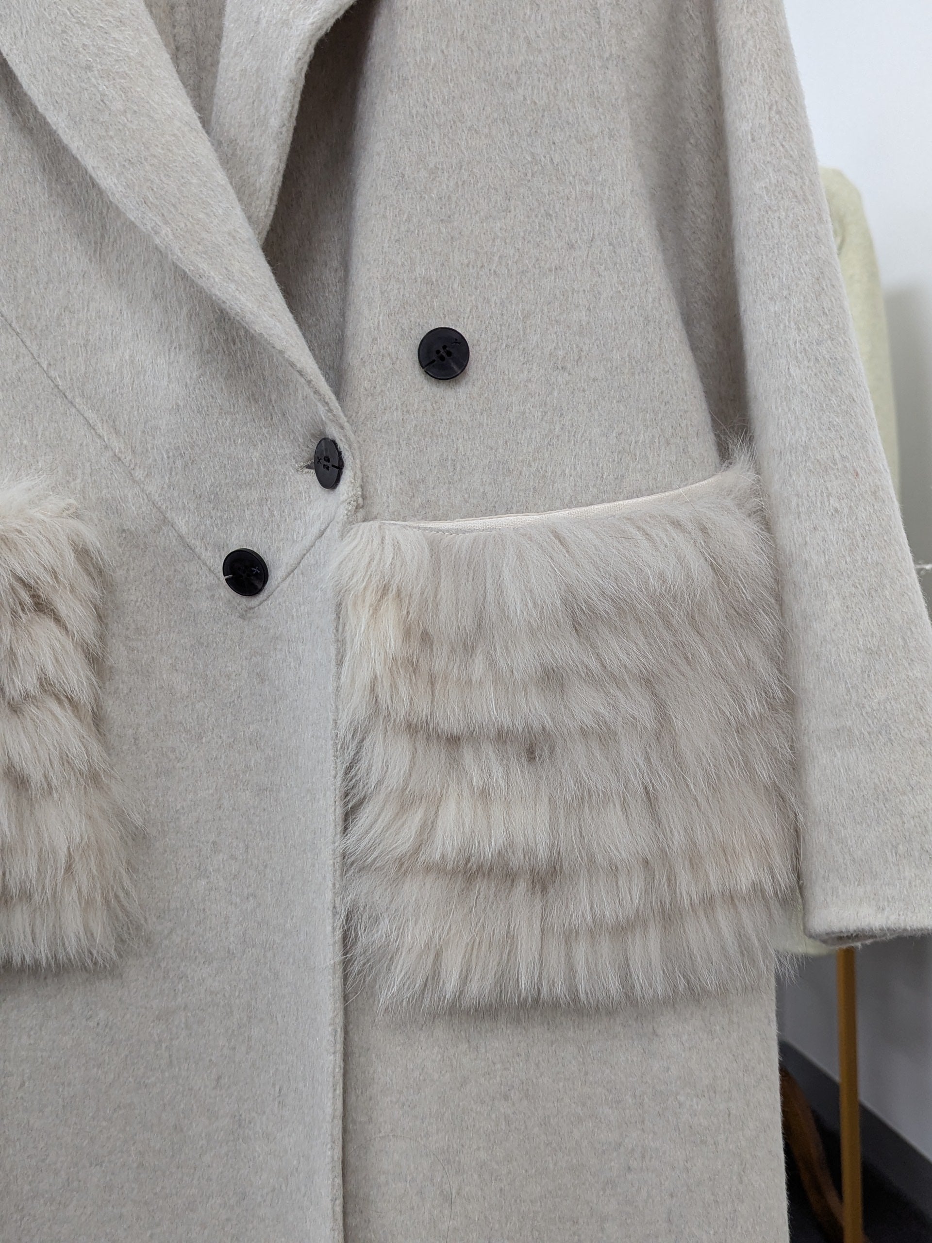 Fur trims 100% Wool Coat Women Warehouse Try-On Welcome 246