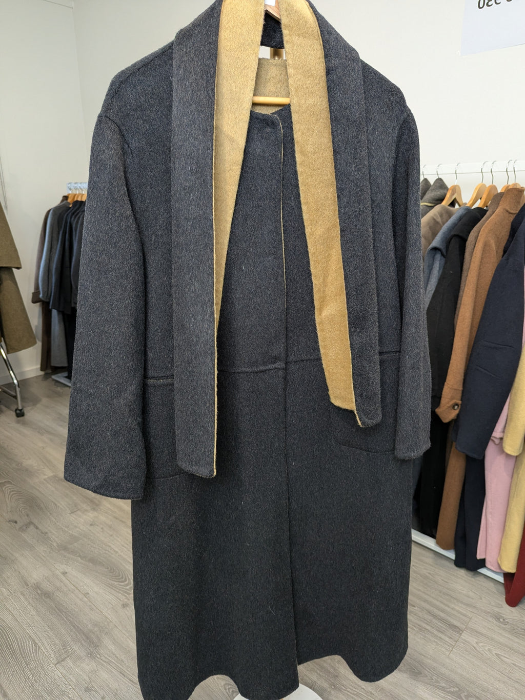 173 100% Wool Coat Charcoal S 10-12 M 12-14