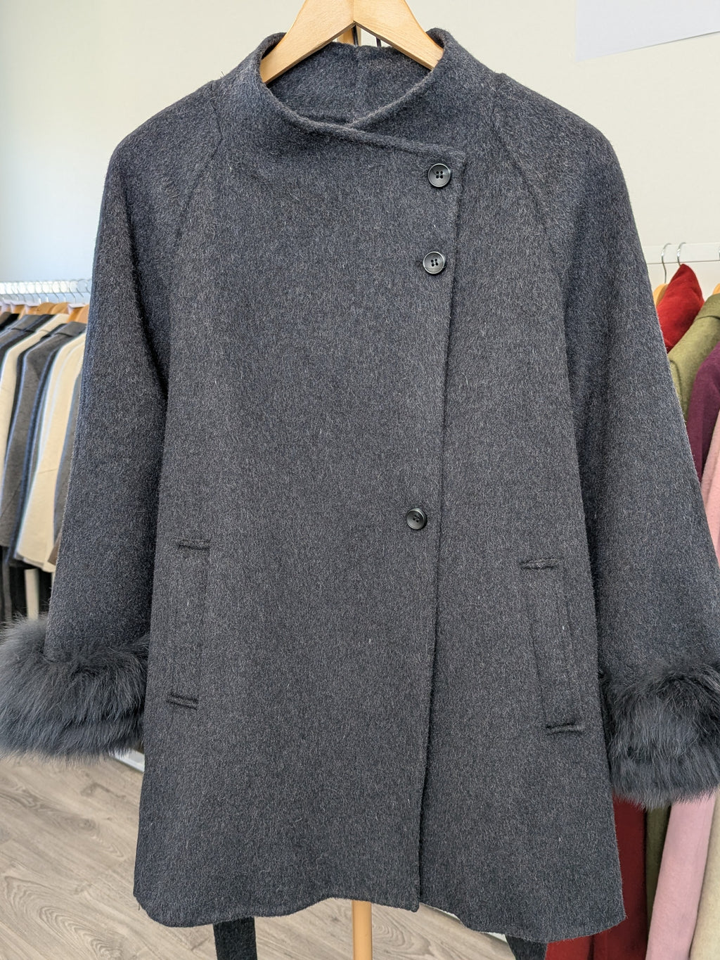 160 70% Wool Coat Charcoal