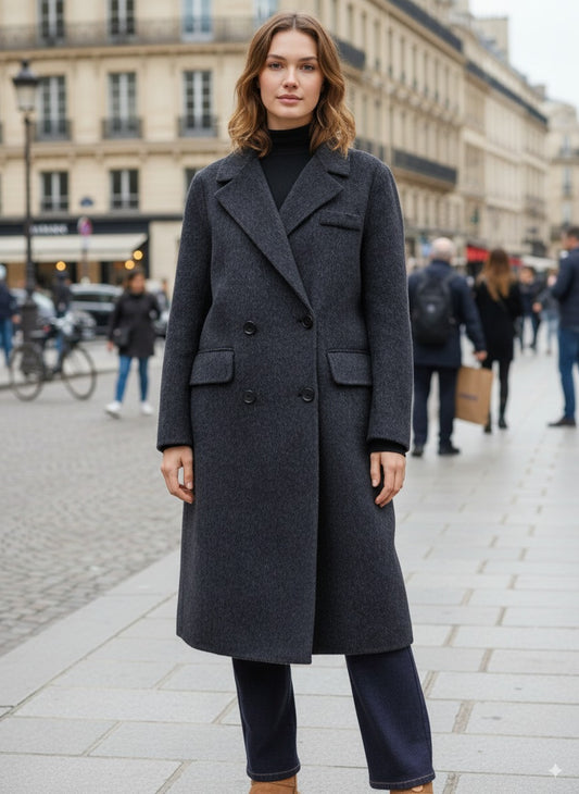 Classico Pure Wool Coat – Style 438 (S6-8 M8-10) Dark Grey