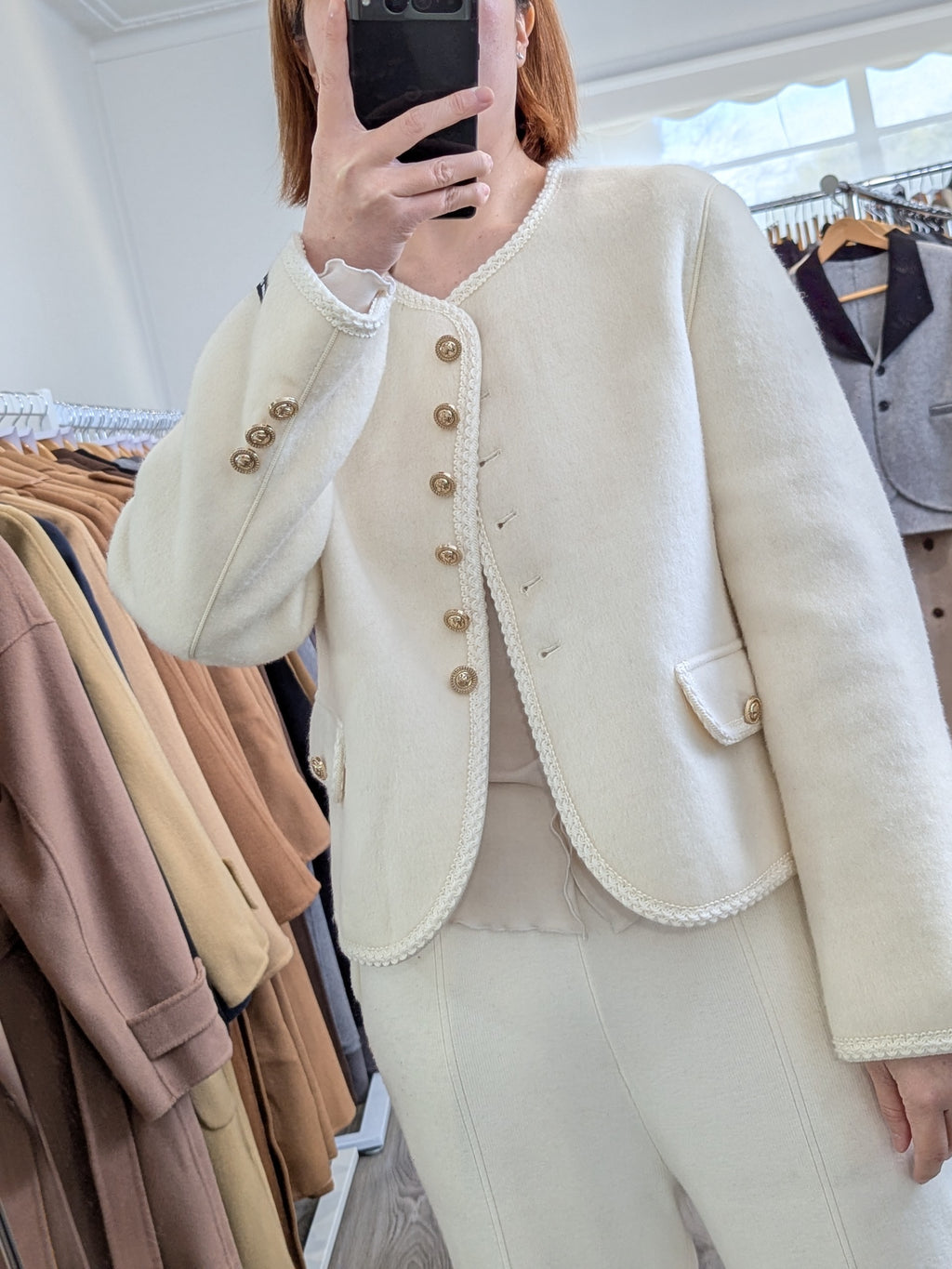218 100% Wool Coat Cream M 10-12