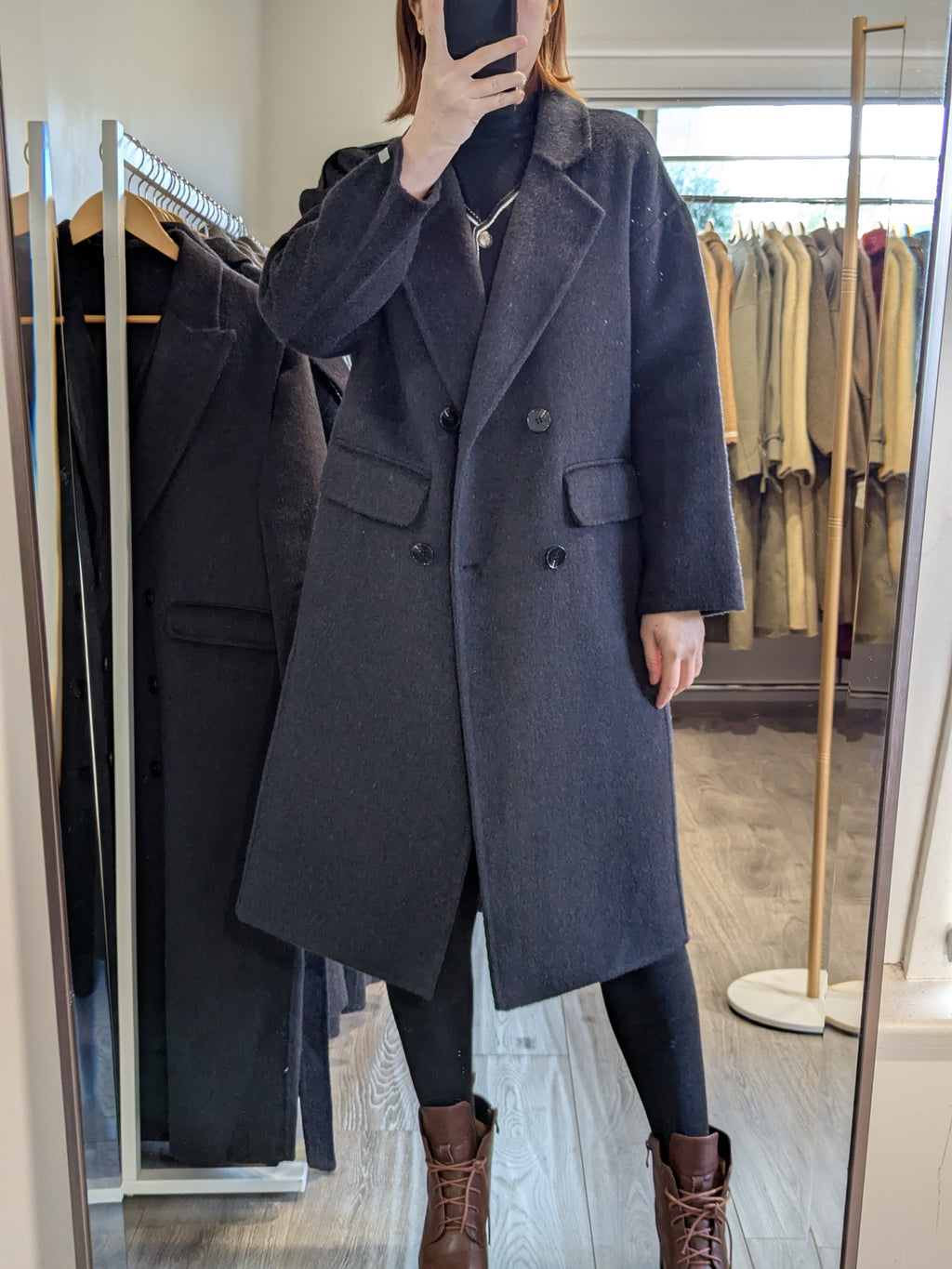 167 70% Wool Coat Charcoal S 6-10