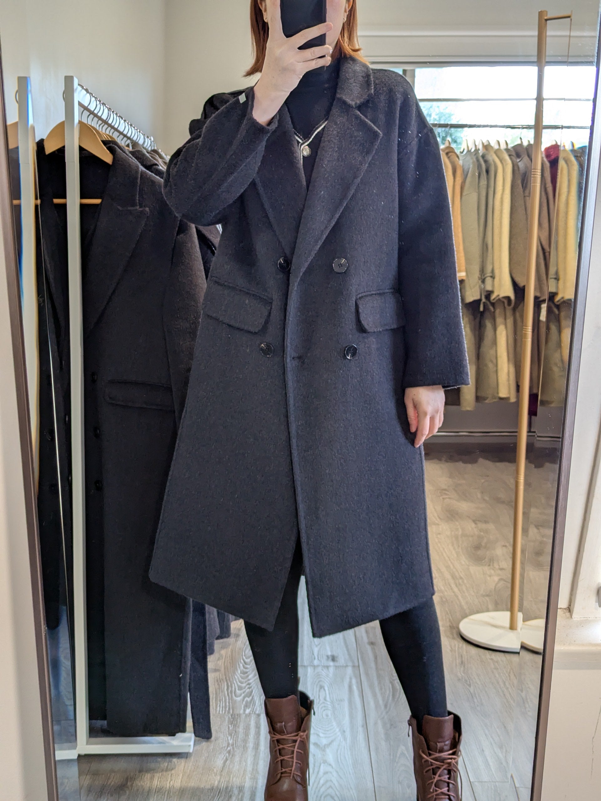 167 70% Wool Coat Charcoal S 6-10