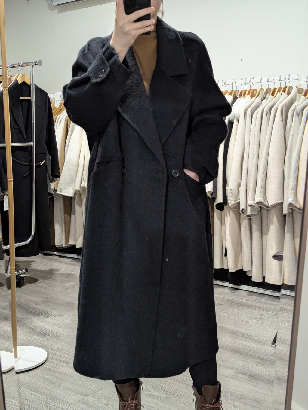 148 70% Wool Coat Charcoal S 10-14