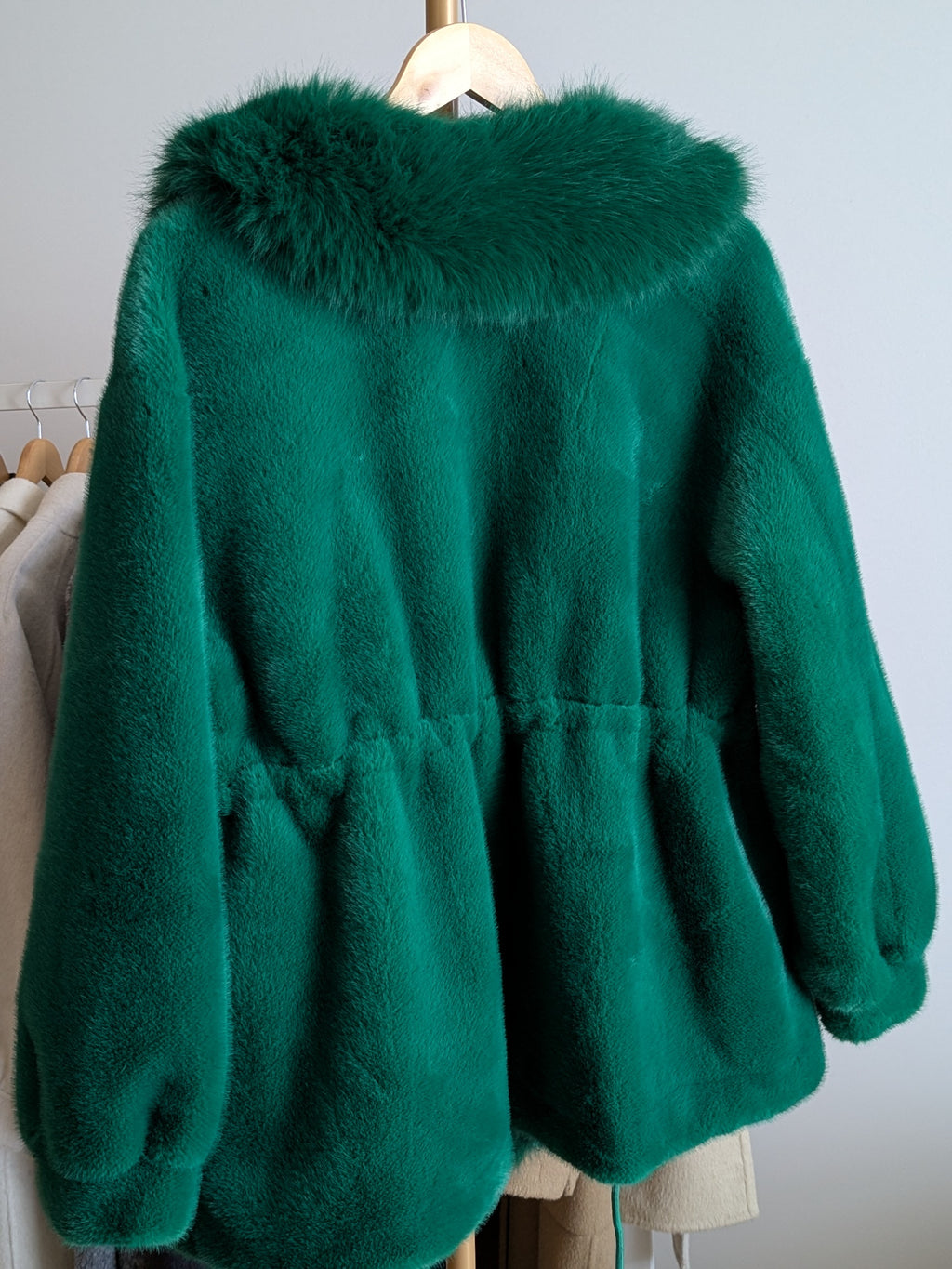 102 Faux Fur Coat Green M 10-12