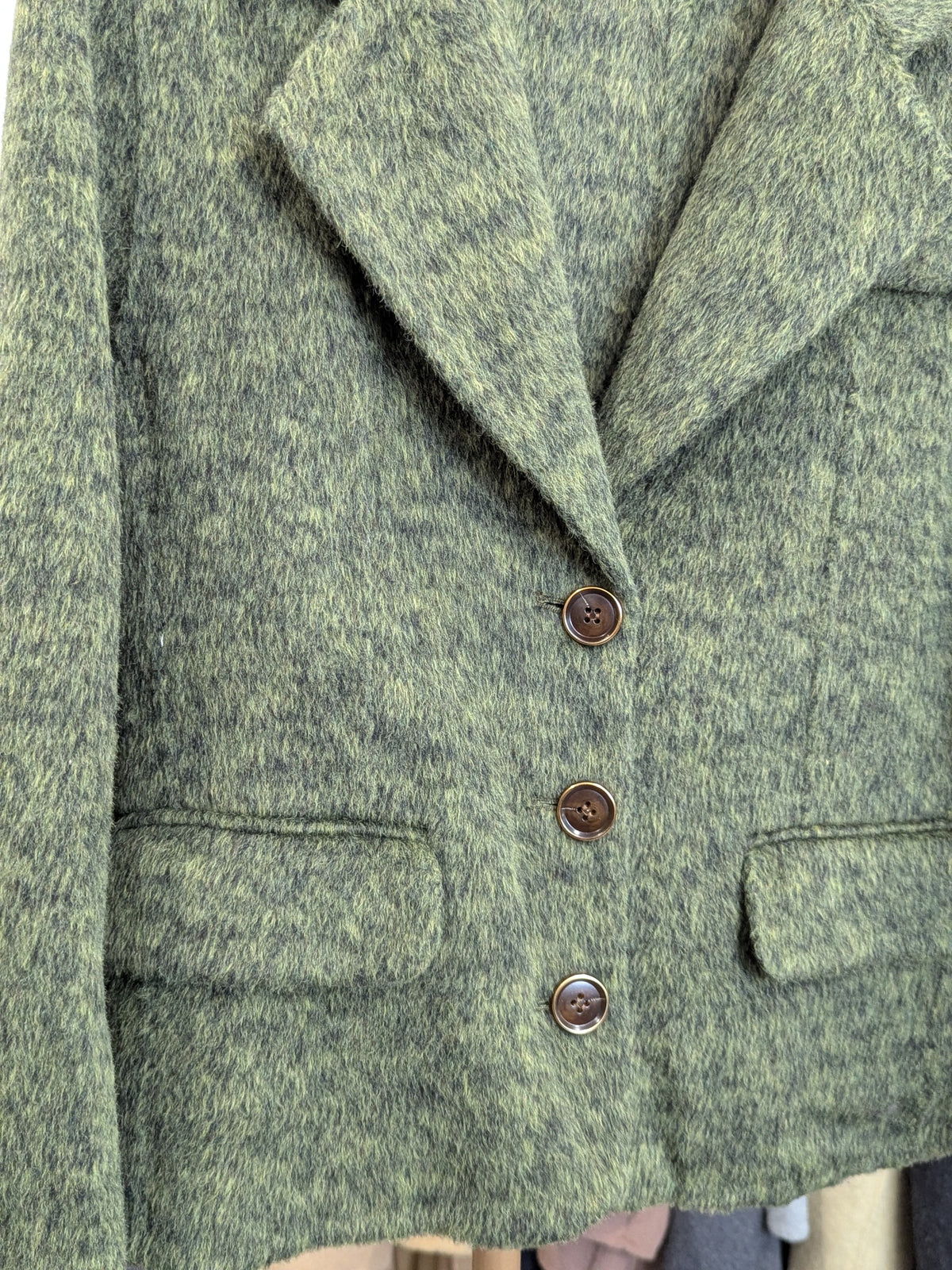 060 100% Wool Coat Green S 6-8