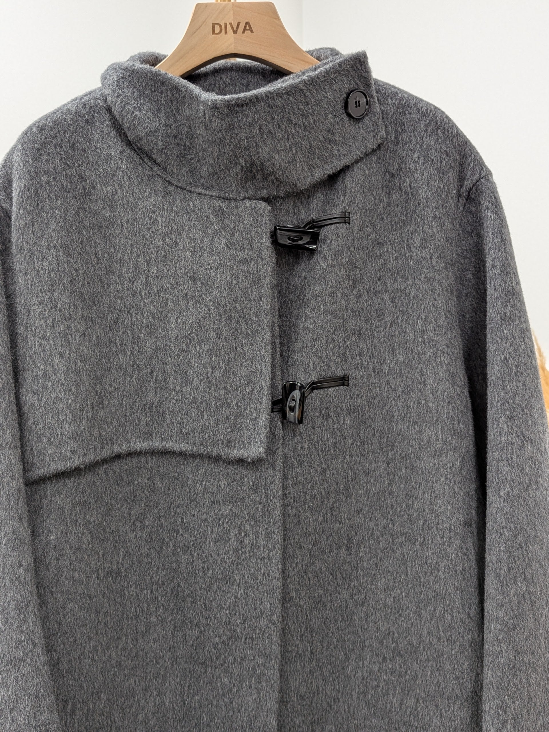 Hand made Premium Rabbit fur Yak Wool Coat Women Brown Grey Oat Size S M