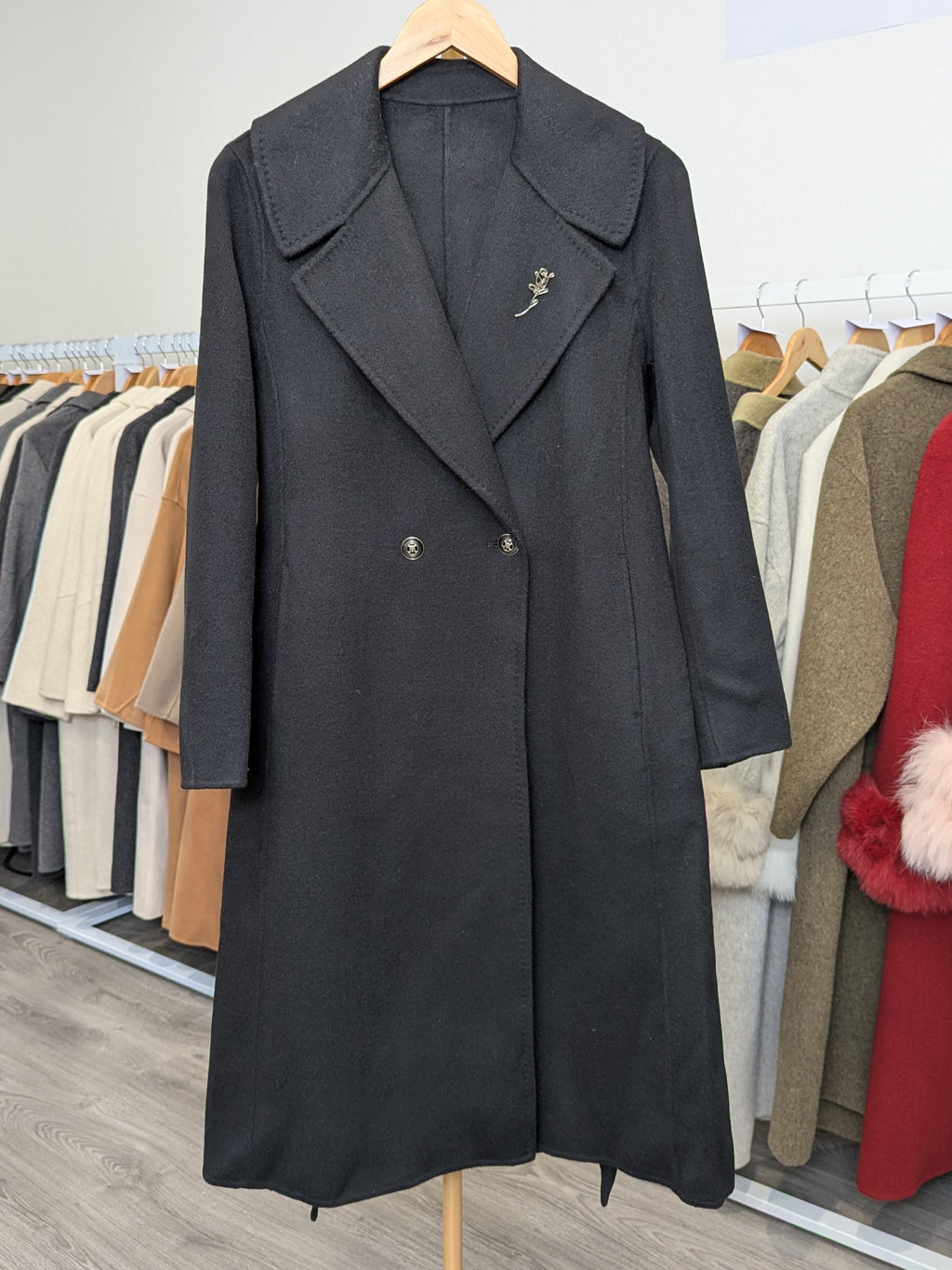 046 100% Wool Coat Black