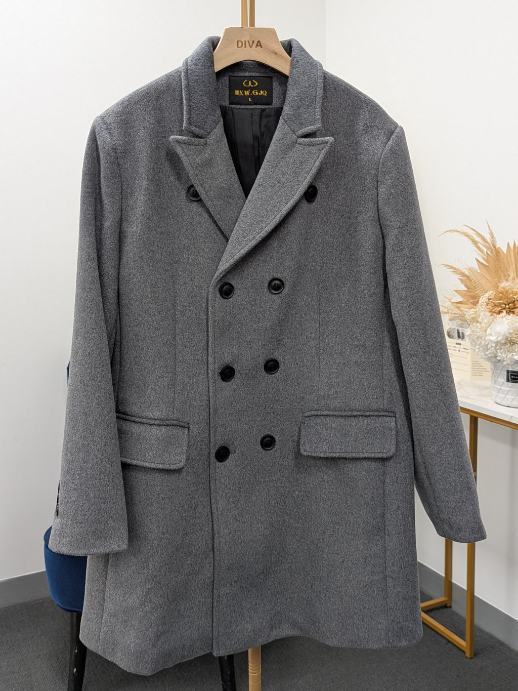018 Men's 51% Wool Coats Black Grey Tan