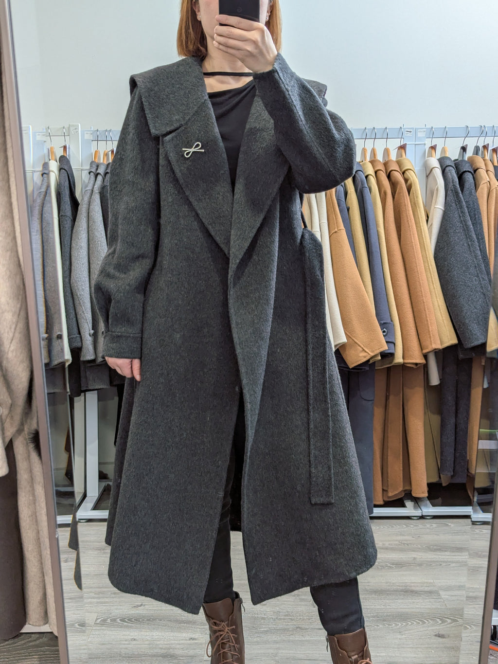266 75% Wool Coat Dark Grey M 10-12