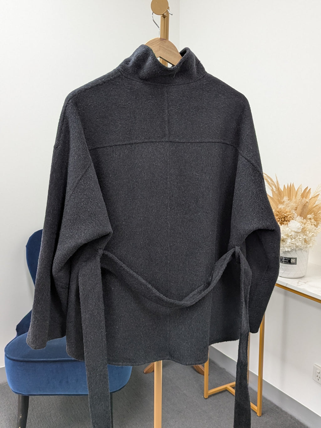 Premium Cashmere blend Wool Coat Brown Grey Charcoal