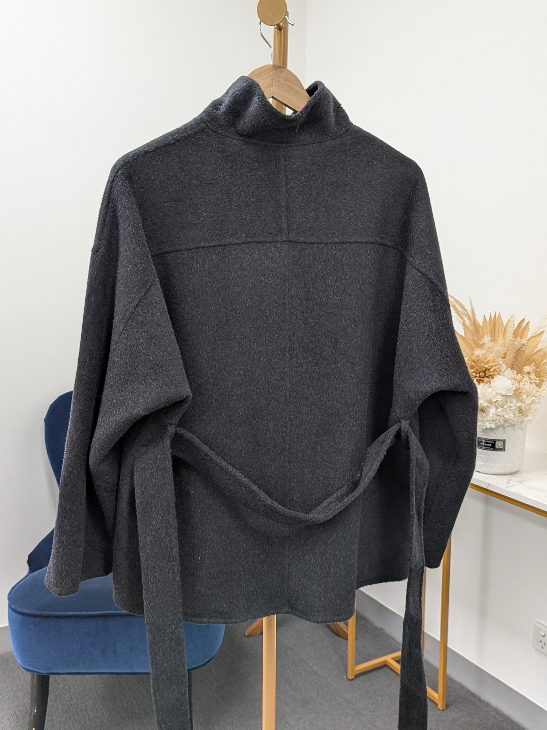 Premium Cashmere blend Wool Coat Brown Grey Charcoal