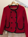 072 90% Wool Coat Red S 8-10