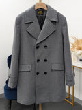 019 Men's 51% Wool Coats Black Grey Tan
