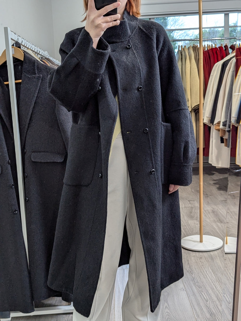 179 70% Wool Coat Black M 10-14