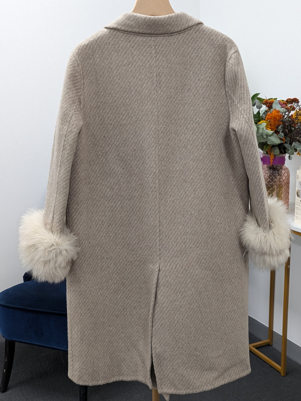 Women's Fur Collar Wool Coats Try-On Available 232 Size XS6-8 70% Wool