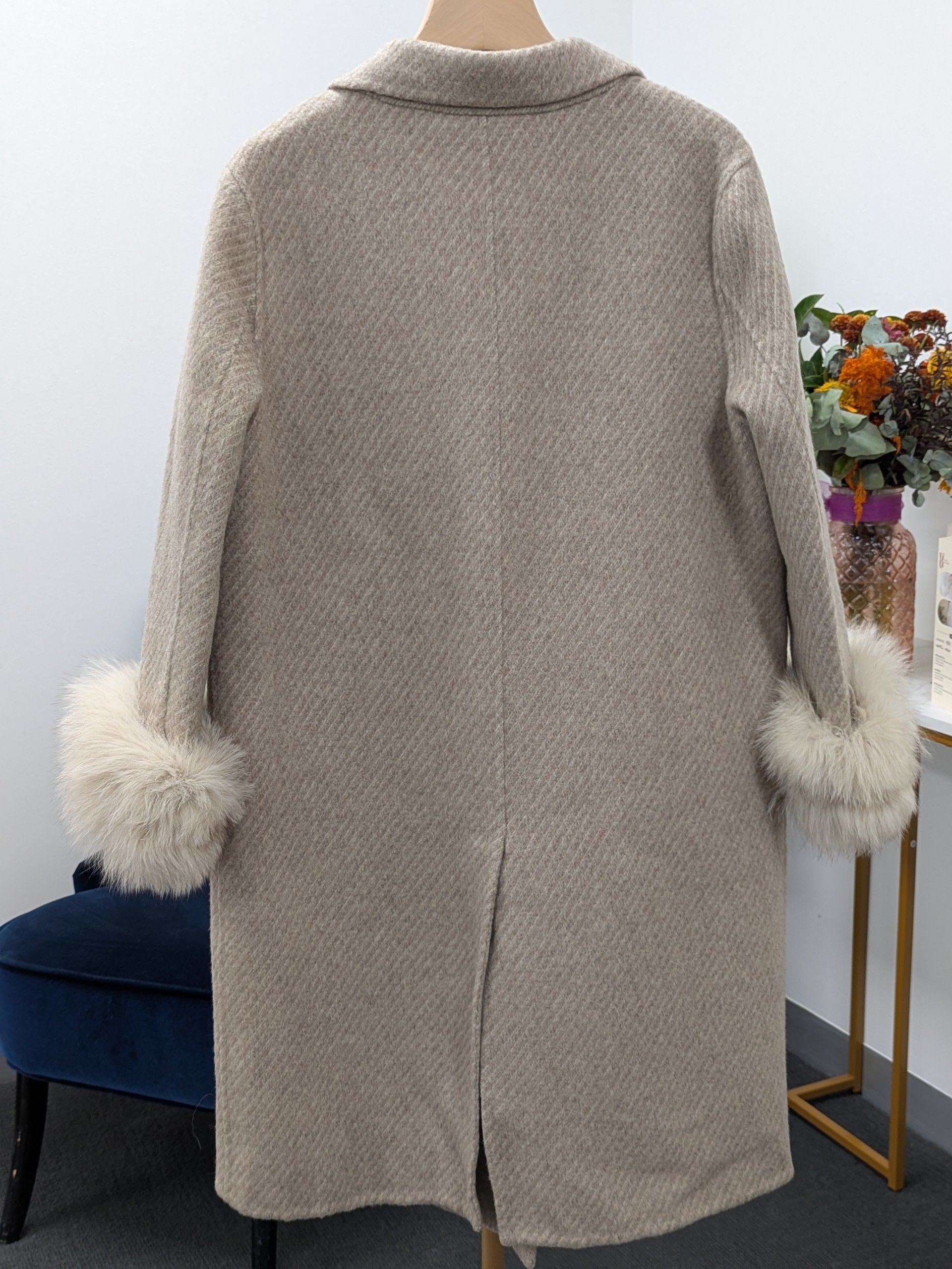 Women's Fur Collar Wool Coats Try-On Available 232 Size XS6-8 70% Wool