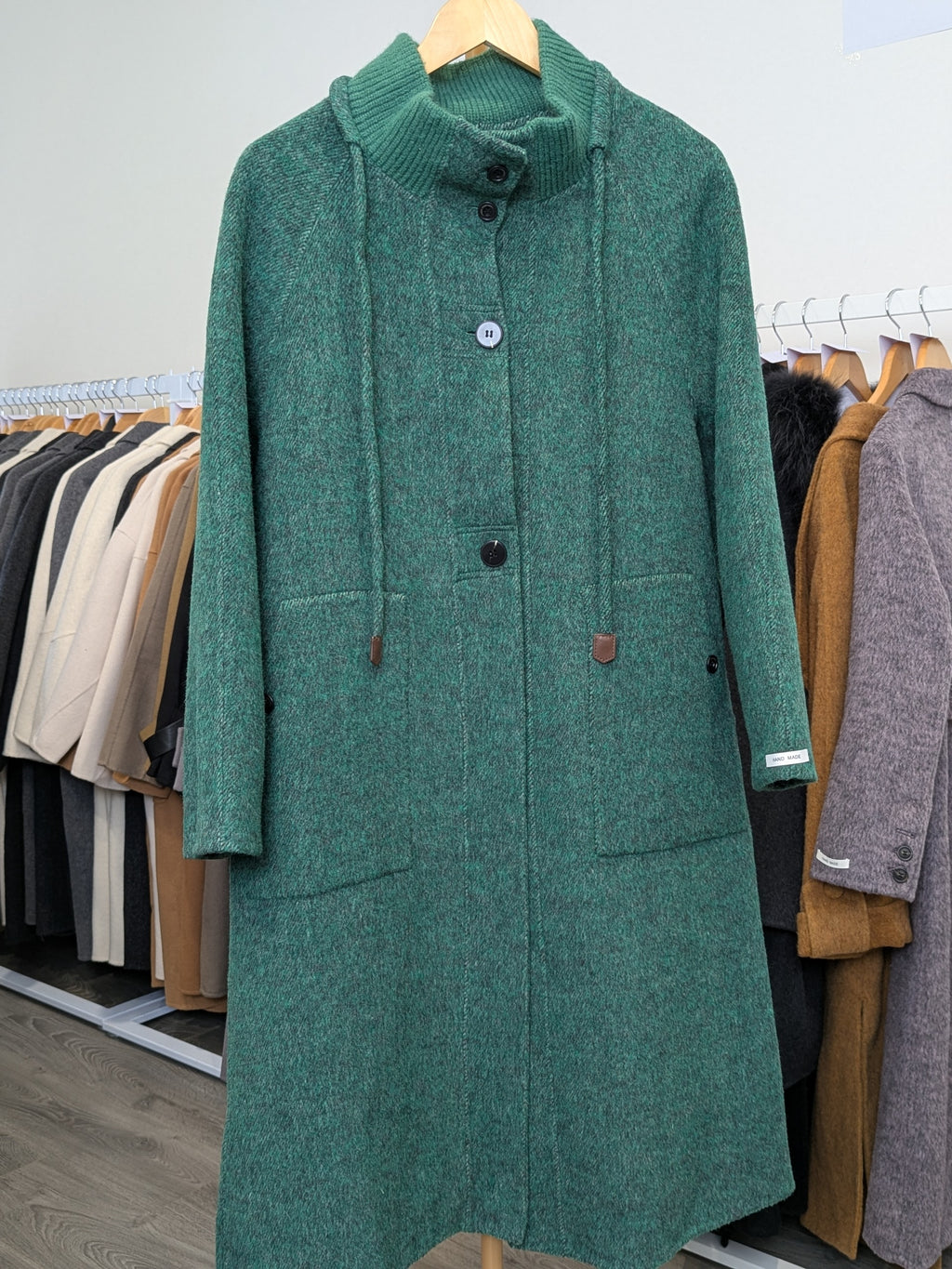 208 70% Wool Coat Green S 10-12