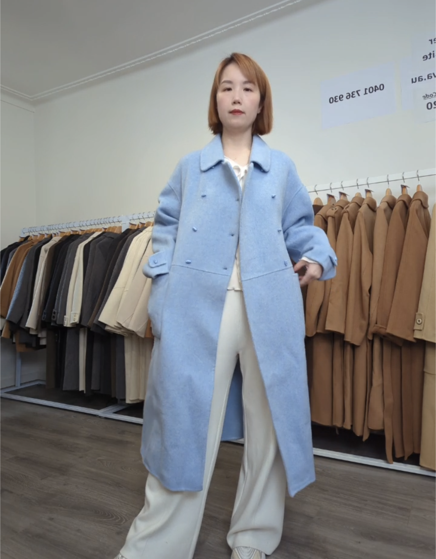 170 70% Wool Coat Blue S 10-14