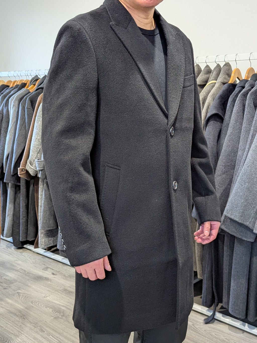 022 Men's 100% Wool Coats Black Brown