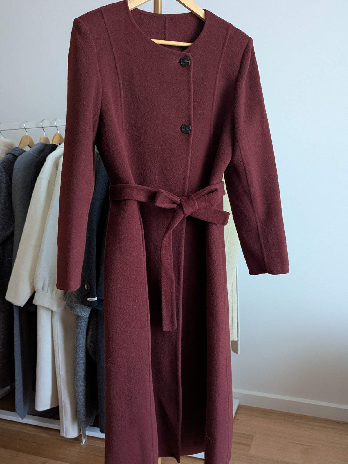 206 100% Wool Coat Burgundy M 10-12