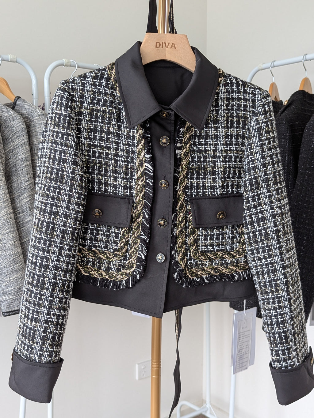 Goose Down Tweed Jacket 141 Size 4-6