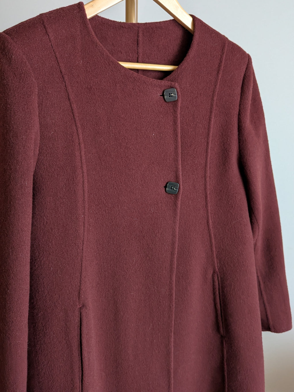 206 100% Wool Coat Burgundy M 10-12
